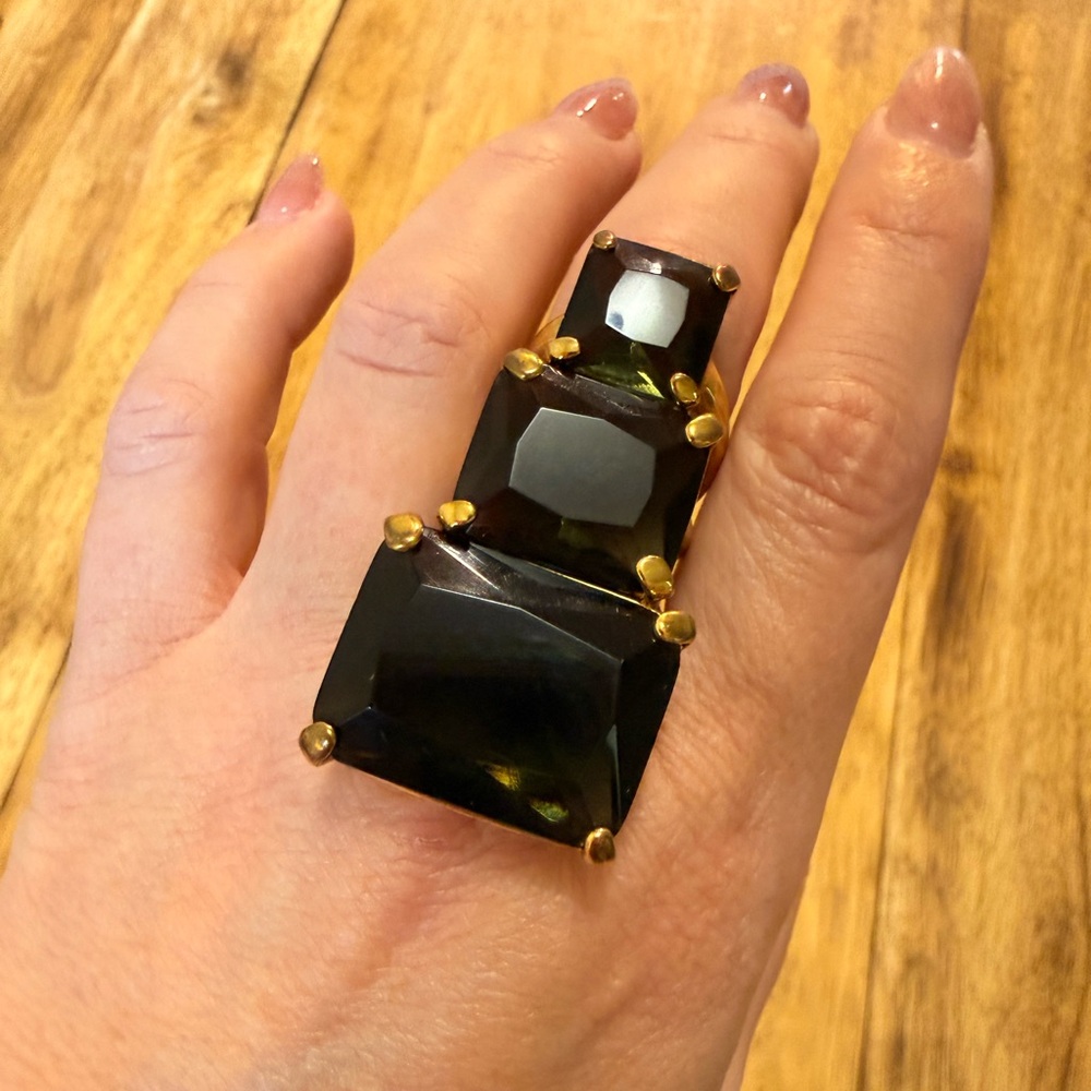 Vintage BCBG Chunky SMOKED Quartz Statement Ring (size 8)